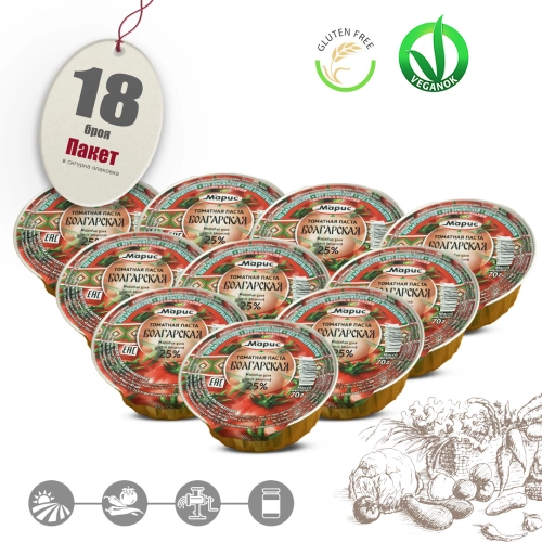 Tomato paste in a box 70 gr - 18 pieces in a package